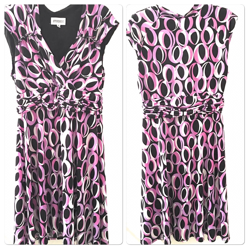 Women's Ruche Dress A-Line Fit & Flare Size 16